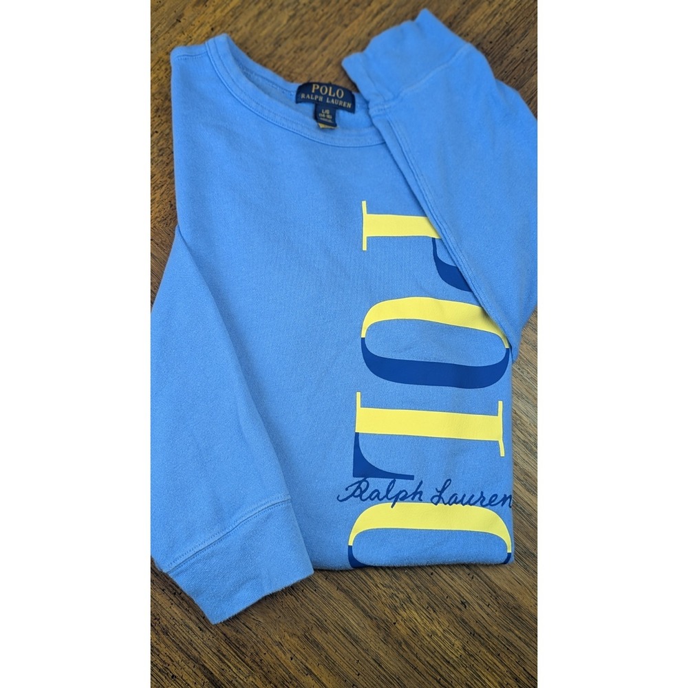Polo Ralph Lauren Sweatshirt Boys Large 14-16 Crewneck 100% Cotton Big Print